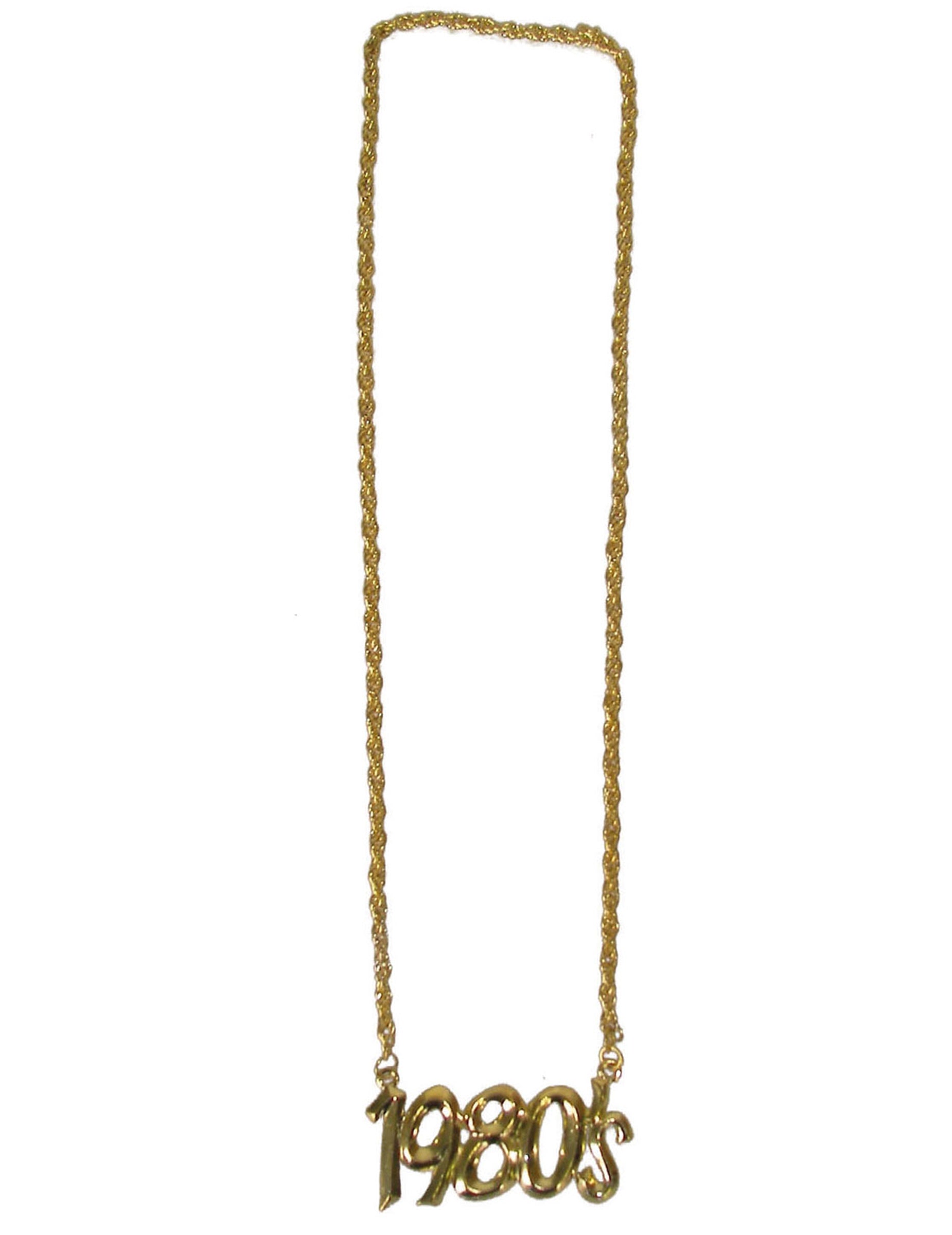 Collier année 1980 pour adulte doré avec pendentif 1980s