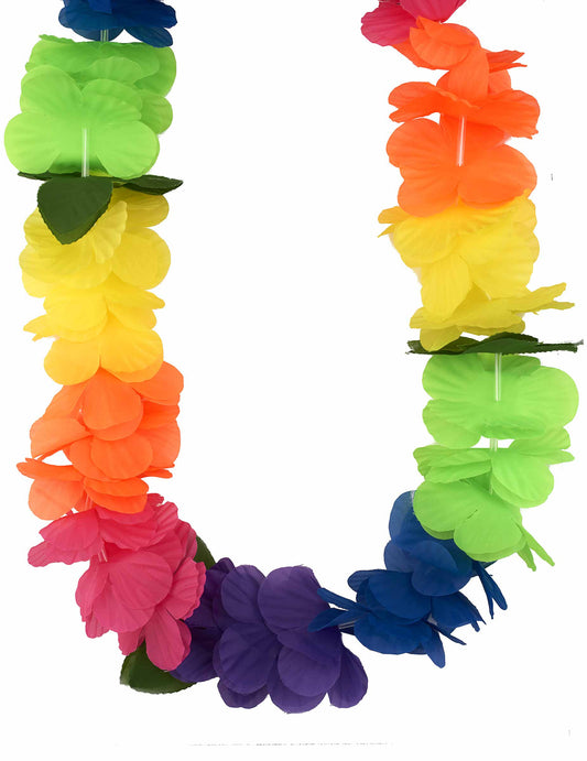 Collier Hawaï grosses fleurs multicolores