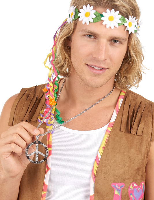 Collier hippie effet strass adulte