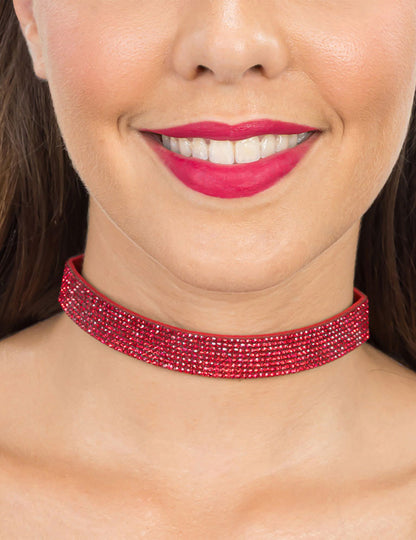 Choker met rode strass volwassenen