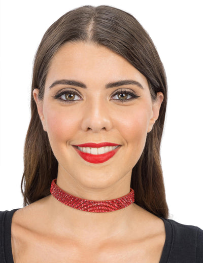Choker met rode strass volwassenen