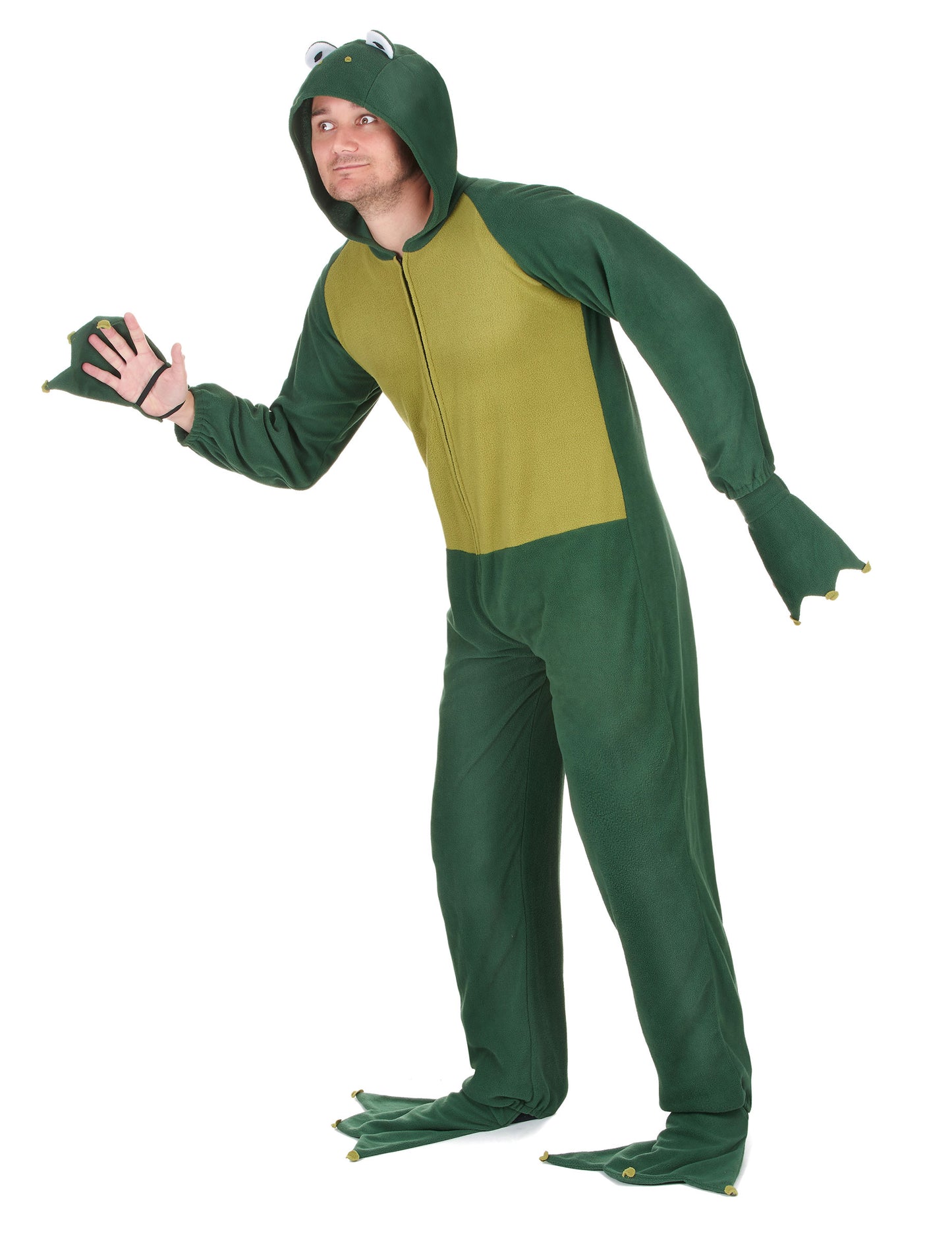 Vue de profil de la combinaison à capuche grenouille pour homme