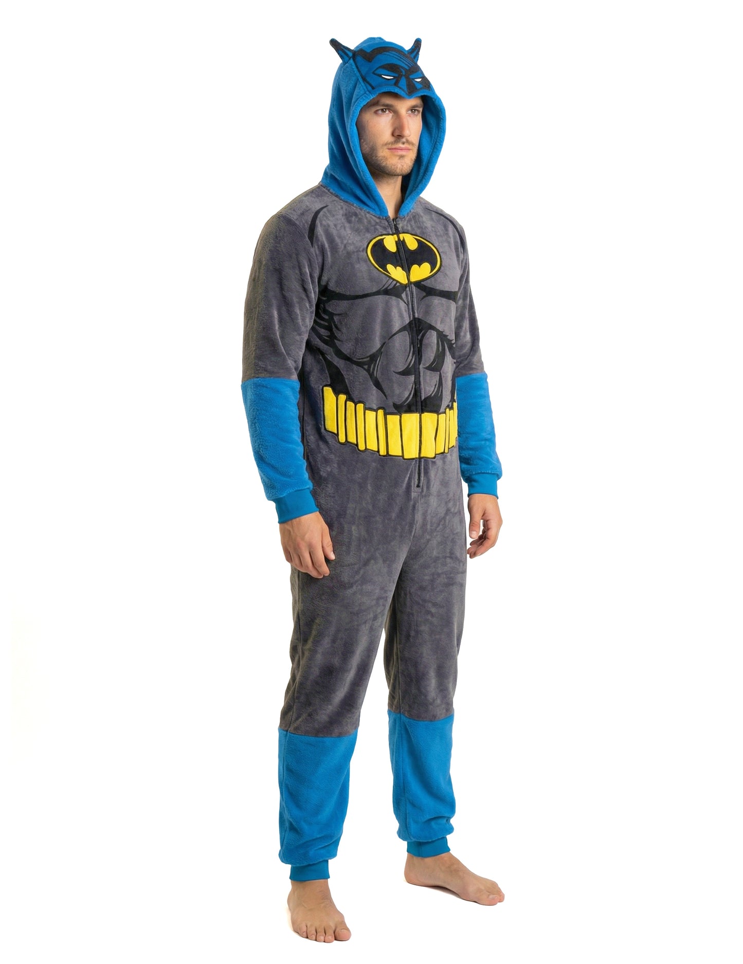 Vue de profil de la combinaison Batman classique pour adulte
