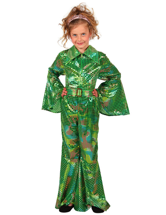 Groene pailletten disco jumpsuit voor meisjes