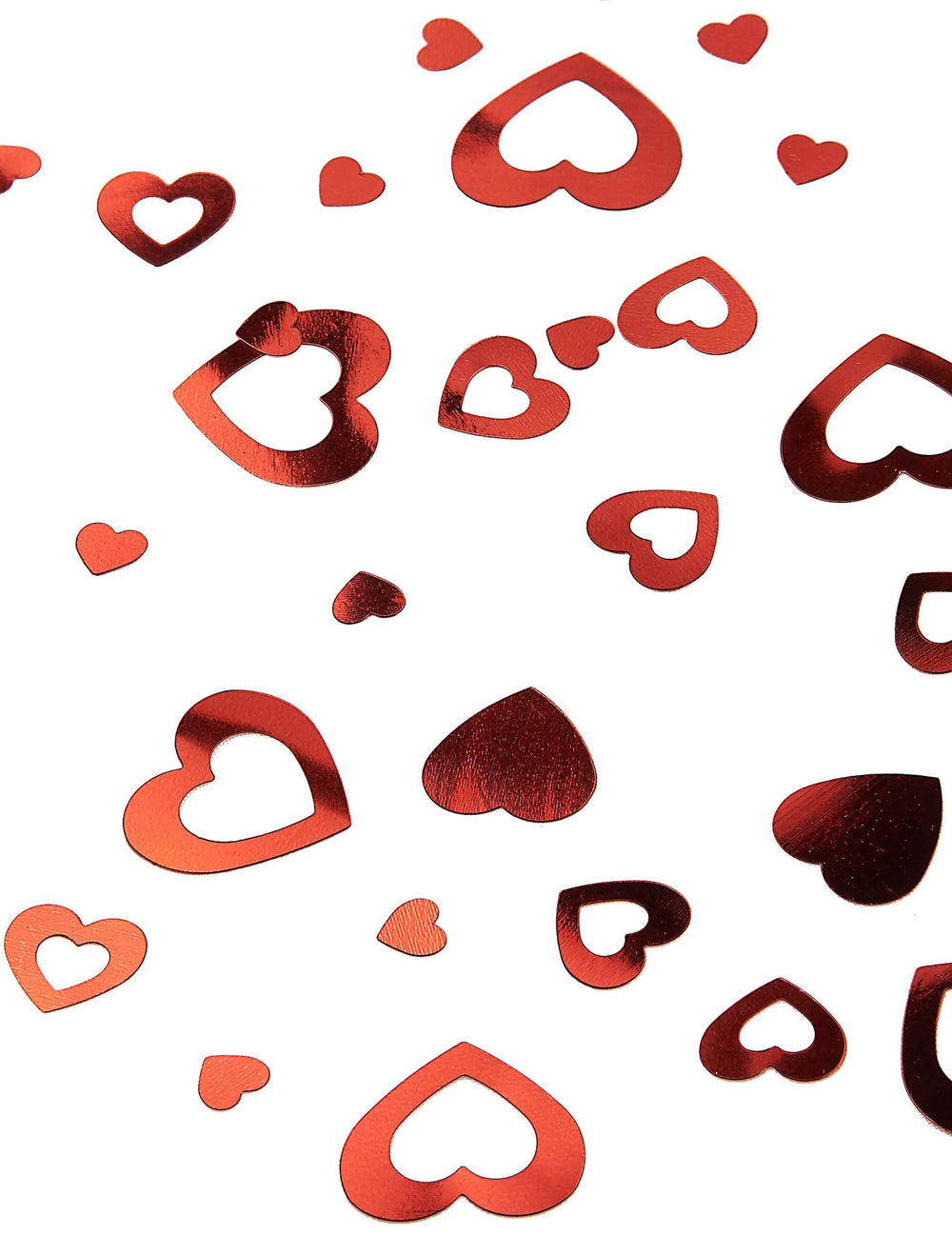 confetti hartjes voor feest, metallic rood