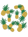 Confettis de table ananas pour fête Hawaï dorés et verts pailletés
