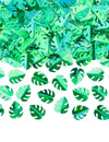 Confettis de table feuilles tropicales pour décoration vertes métallisées