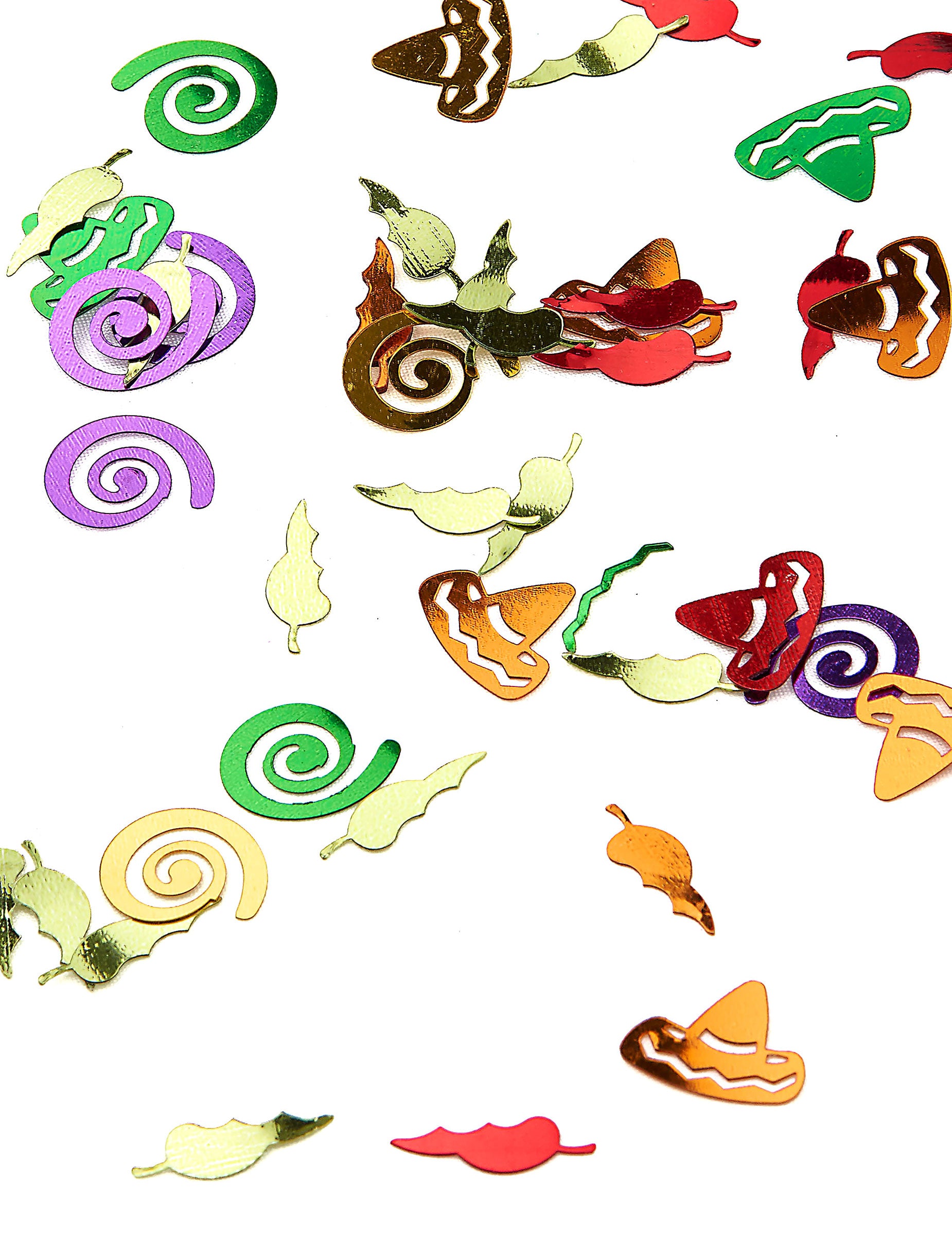 Confettis Mexique pour fête multicolores métallisés en forme de sombreros et piments