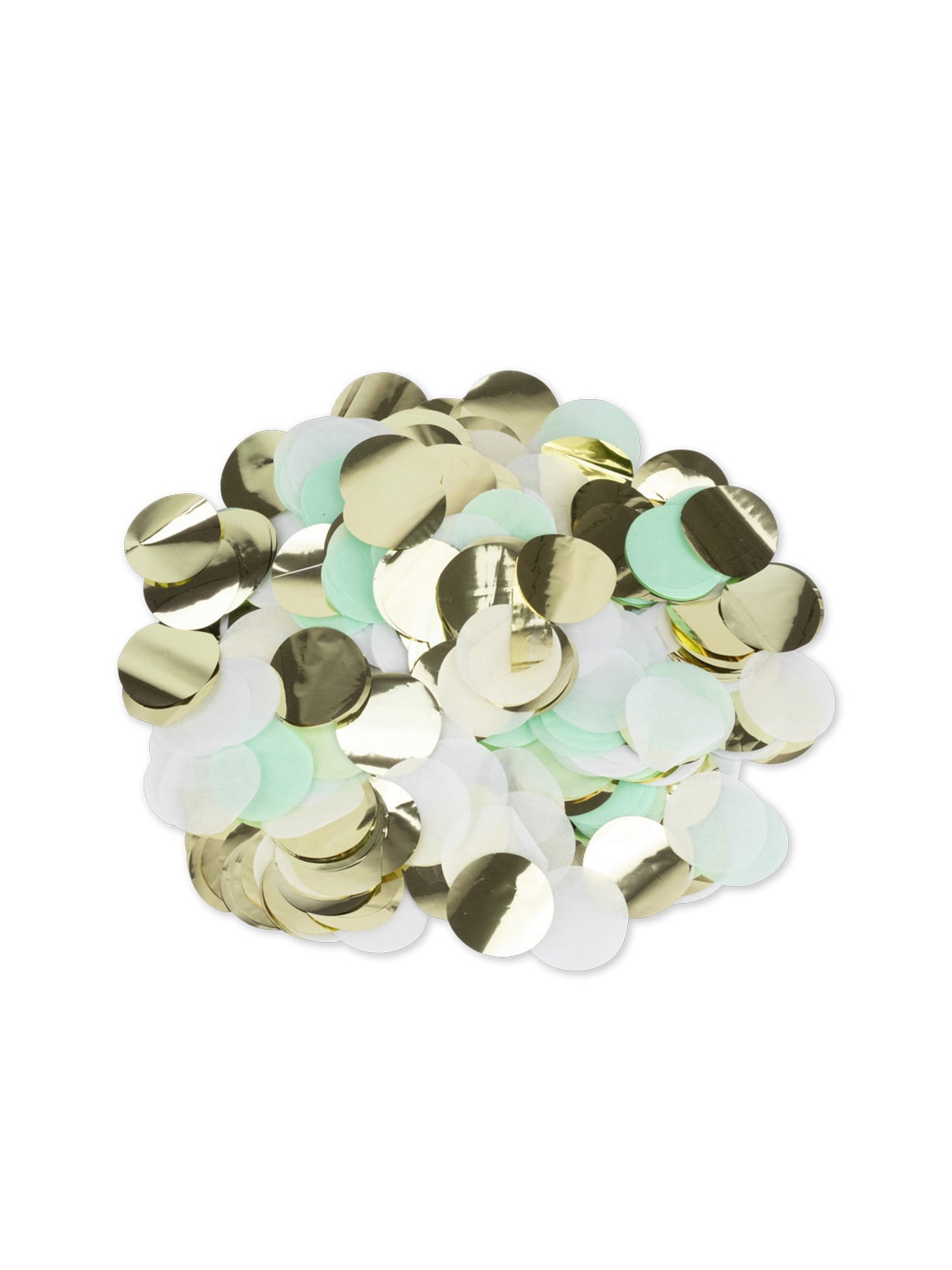 Confettis papier décoration de table chic pour fête menthe, blanc et dorés