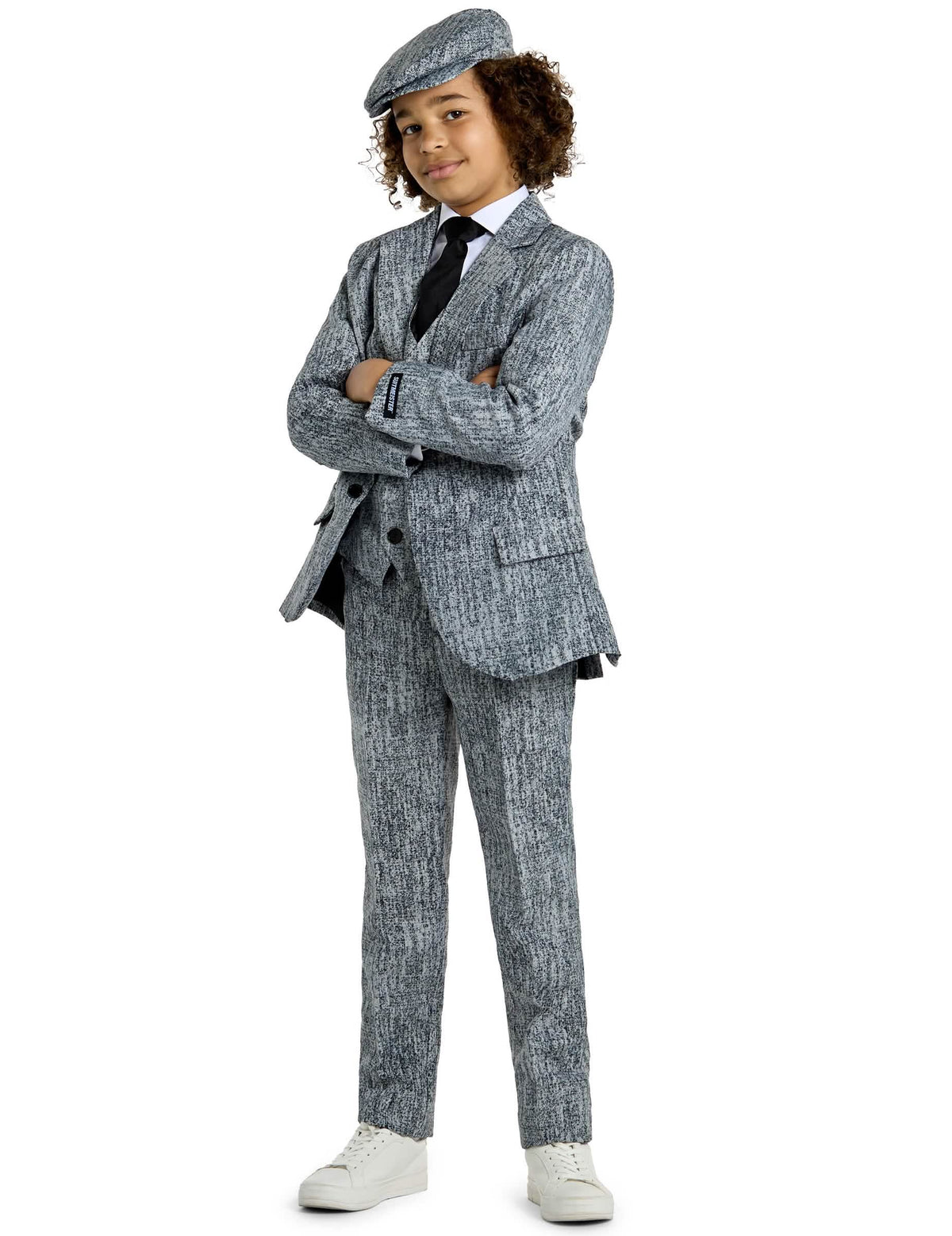 Costume Mr. Années 20 Gangster pour enfant gris avec casquette assortie