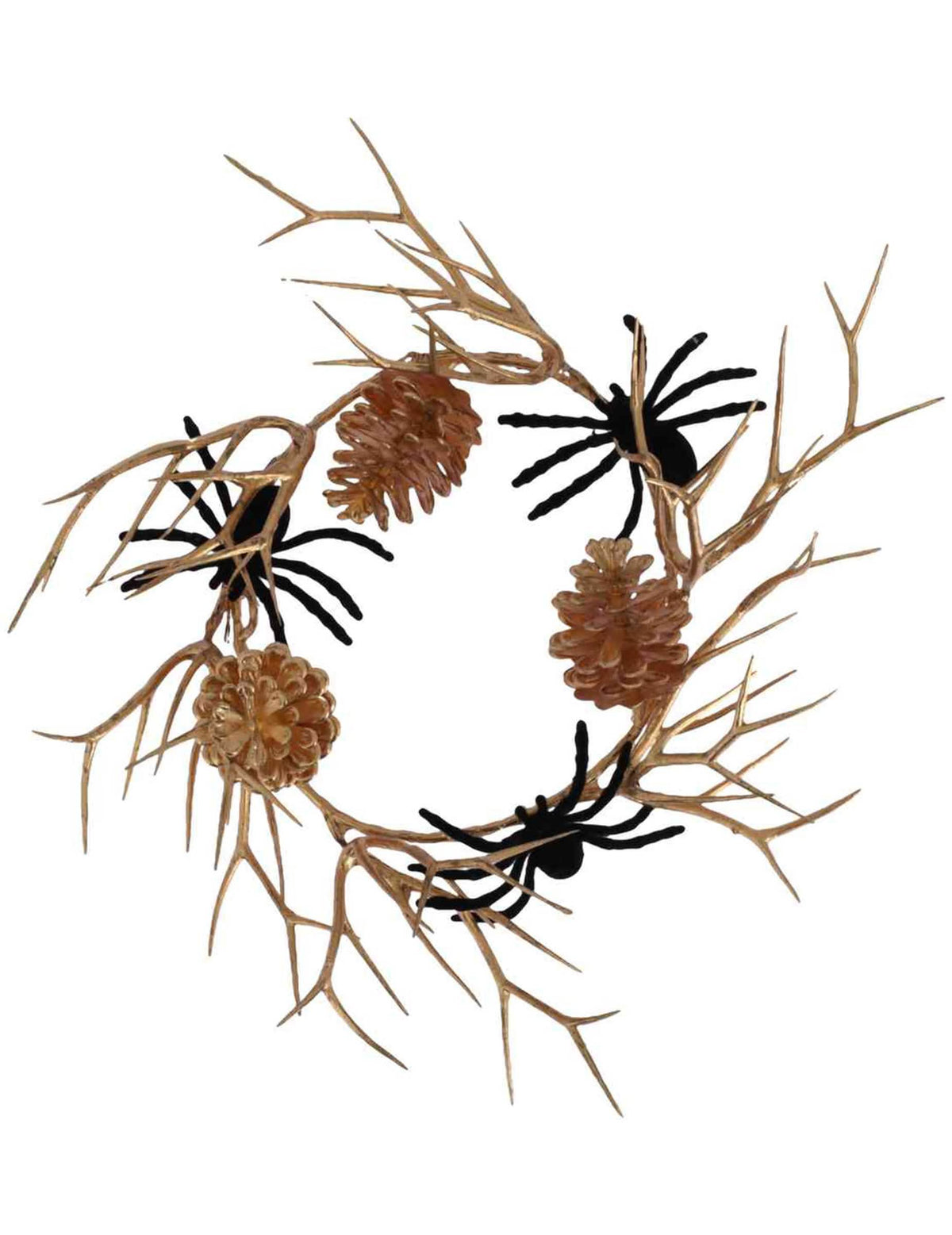 Couronne araignées en velours noir et or 23 cm