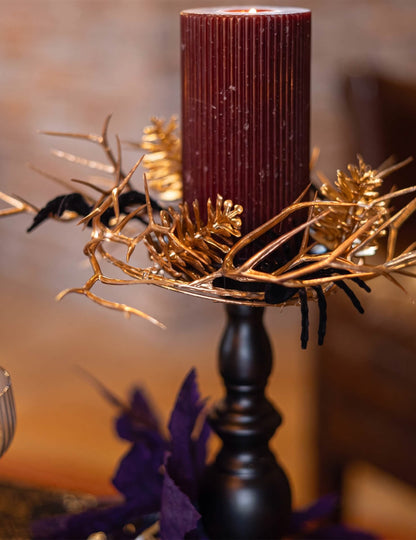 Couronne araignées en velours noir et or 23 cm