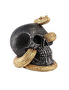 Decoratieve schedel van hars met gouden slang 14,5 x 14 x 13,5 cm