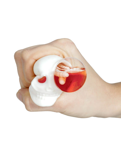 Antistress crâne sanglant avec vers pour adulte et enfant blanc et rouge