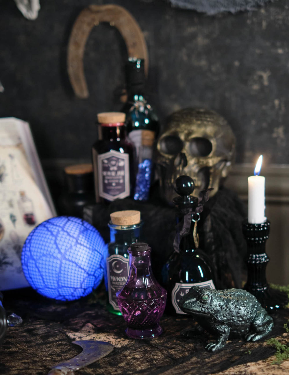 Crapaud en plastique Halloween pour décoration vert irisé