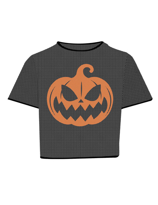Crop top résille noir avec citrouille adulte