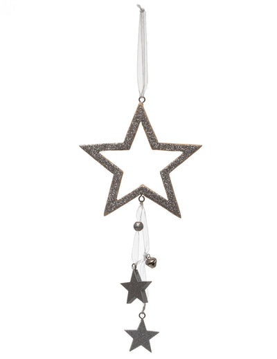 Décoration à suspendre étoile argentée à paillettes et grelots