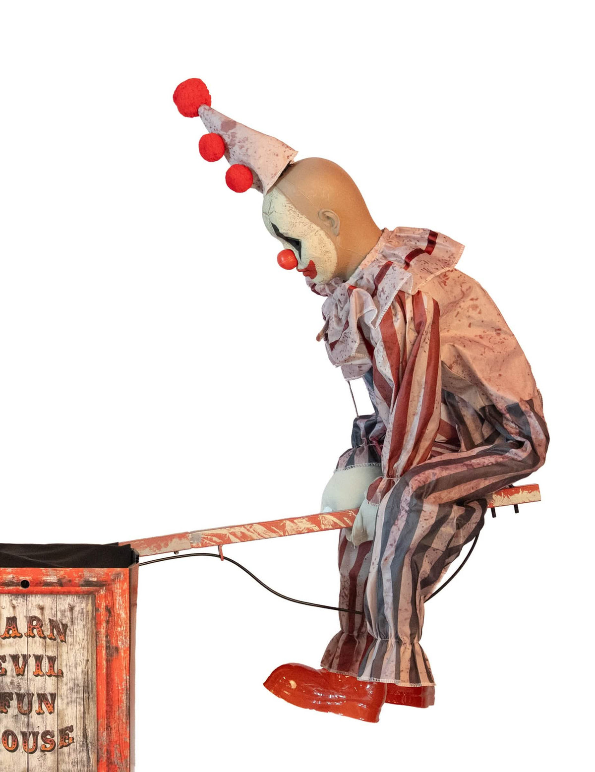 Décoration animée 2 clowns sur balançoire à bascule avec mouvement 125 x 31 x 90 cm