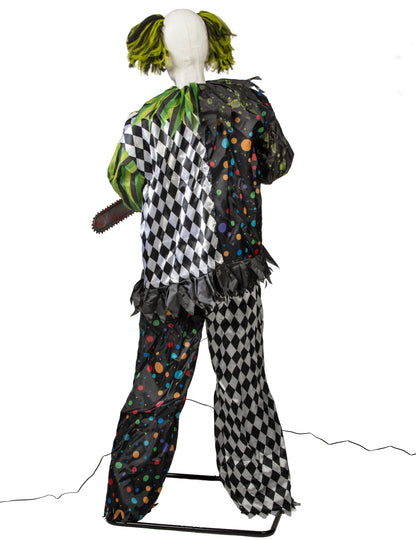 Geanimeerde decoratie staande spookclown 180 cm
