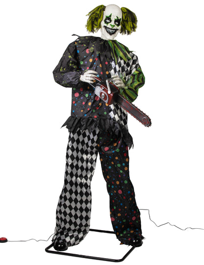 Geanimeerde decoratie staande spookclown 180 cm