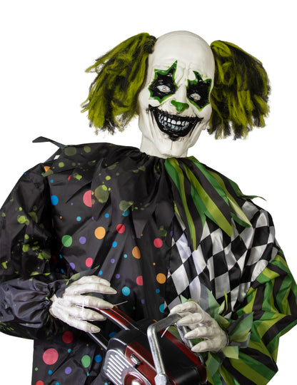Geanimeerde decoratie staande spookclown 180 cm