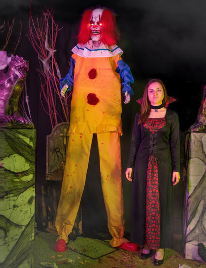 Geanimeerde decoratie enge clown staand 230 cm