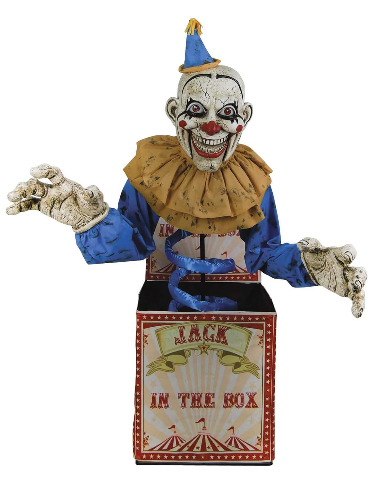 Vue de face de la décoration animée clown Jack in the box
