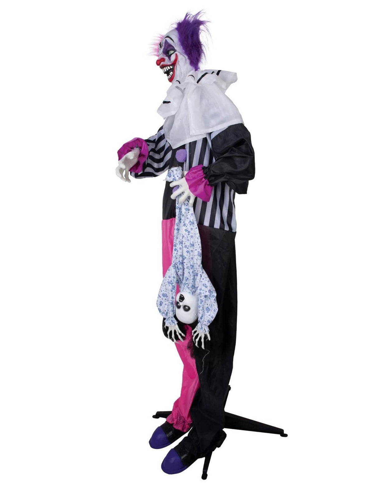 Vue de profil de la décoration animée clown pour Halloween