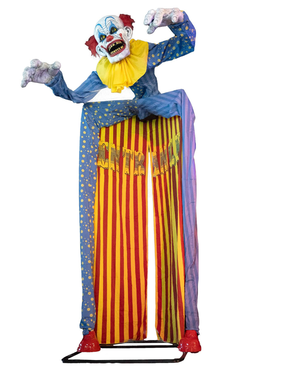 Geanimeerde clown-ingang decoratie met beweging, geluid en lichteffecten 290 cm