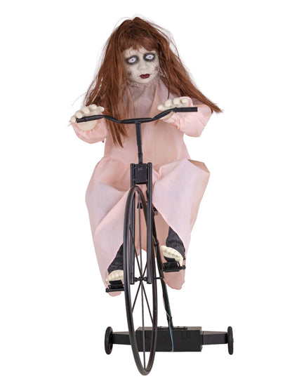 Décoration animée fillette possédée sur vélo avec mouvement 72 x 30 x 94 cm
