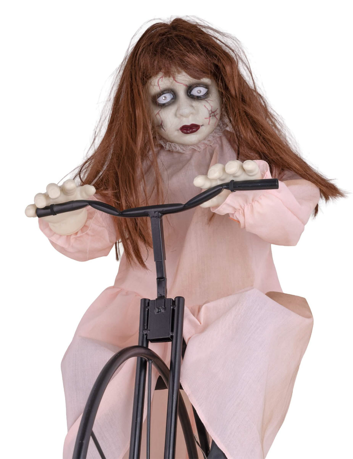 Décoration animée fillette possédée sur vélo avec mouvement 72 x 30 x 94 cm