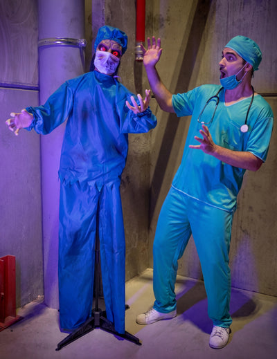 Geanimeerde decoratie angstaanjagende gekke dokter met beweging - 170 cm