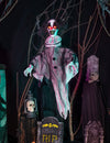 Décoration animée suspendue clown maléfique avec mouvements et sons 90 cm