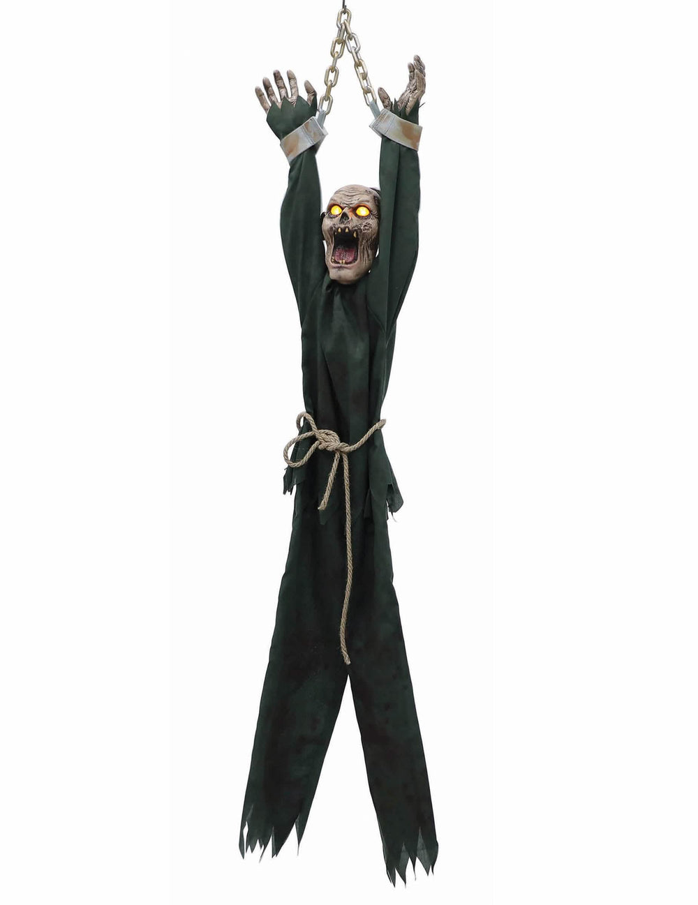 Décoration animée Zombie pour Halloween verte gigotante et tremblante avec yeux lumineux