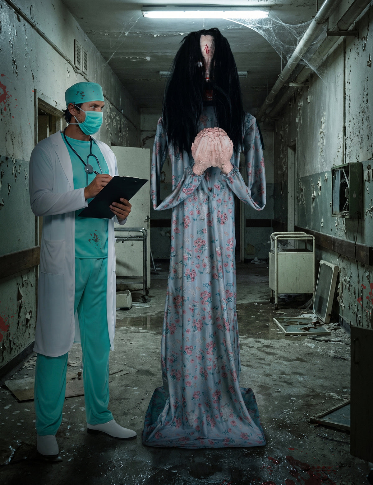 Décoration animée zombie mangeur de cerveau 200 cm