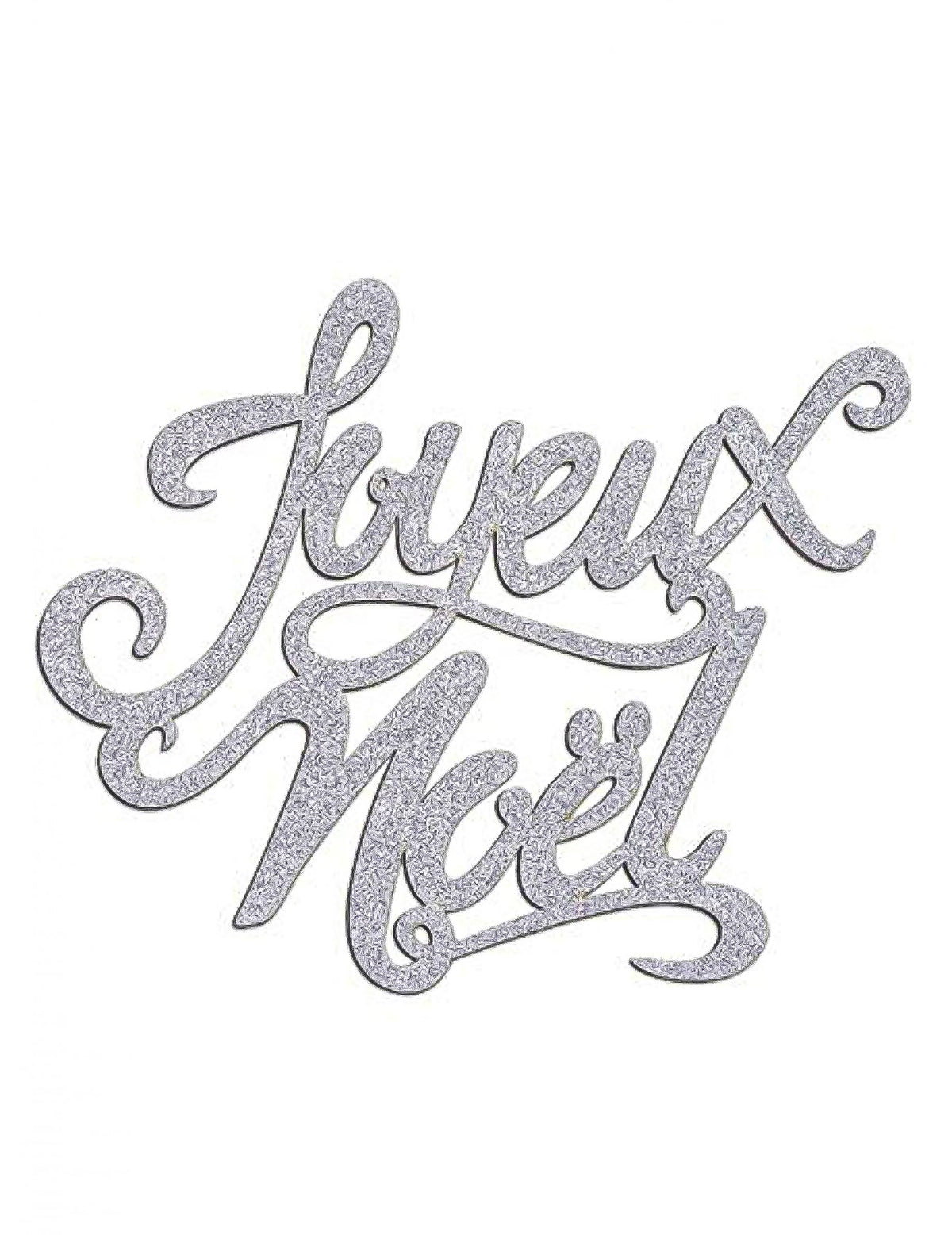 Décoration de table Joyeux Noël pour fête en bois paillettes argent