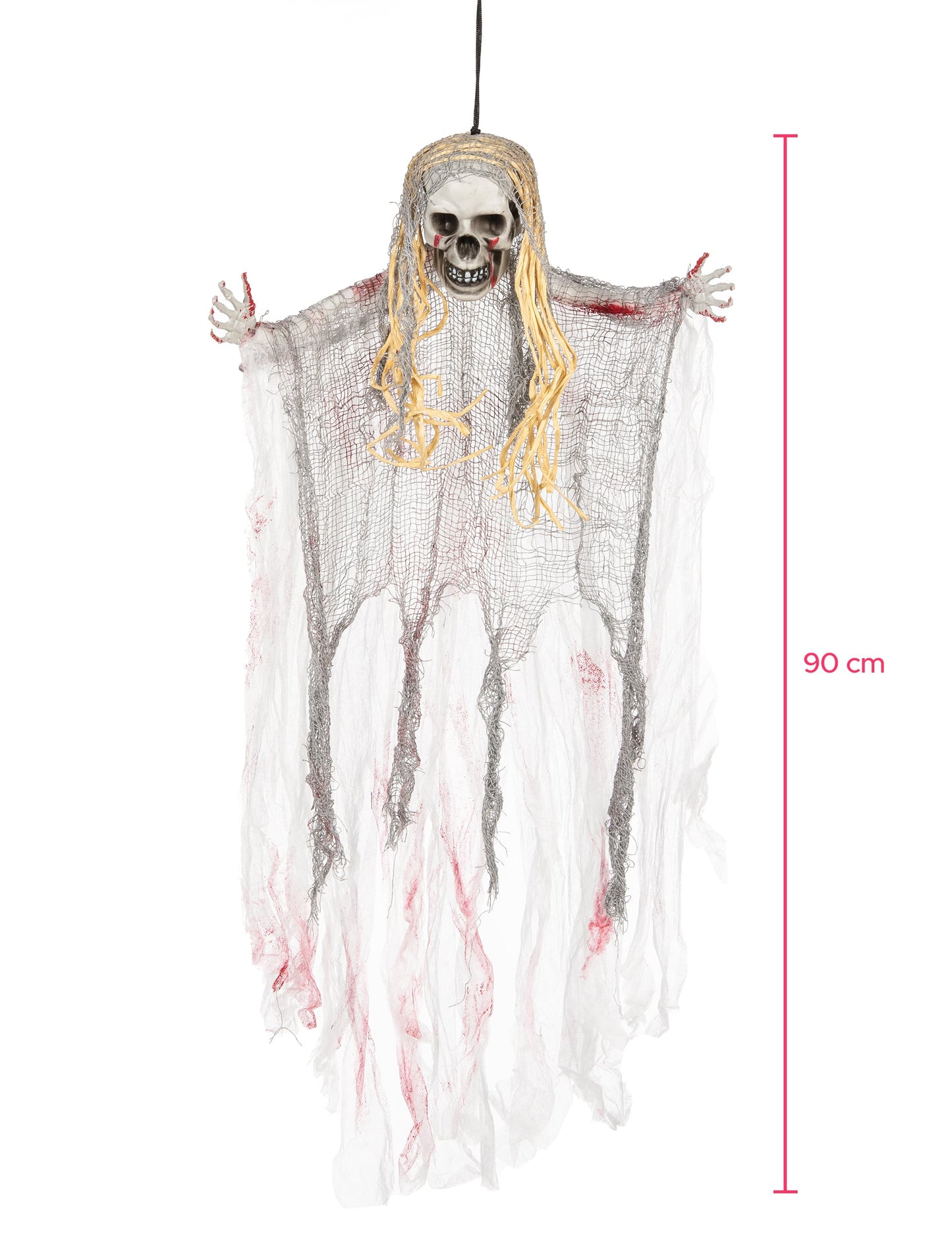 Dimensions de la hauteur de la décoration fantôme sanglant Halloween