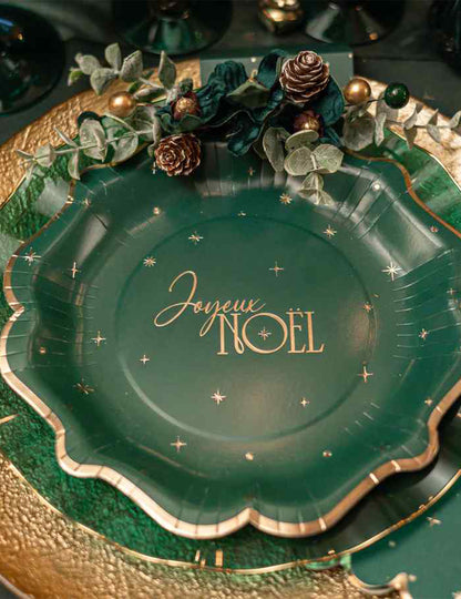 Elegance bloemdecoratie donkergroen en goud 23 cm
