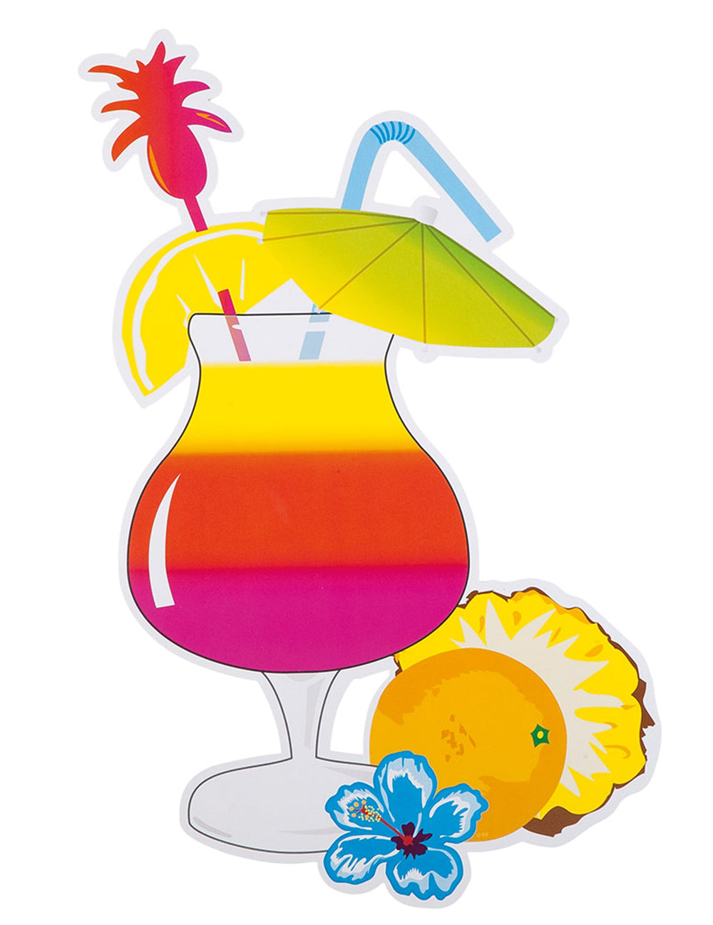 Verre de cocktail avec ombrelle et fleurs de la décoration hawaï