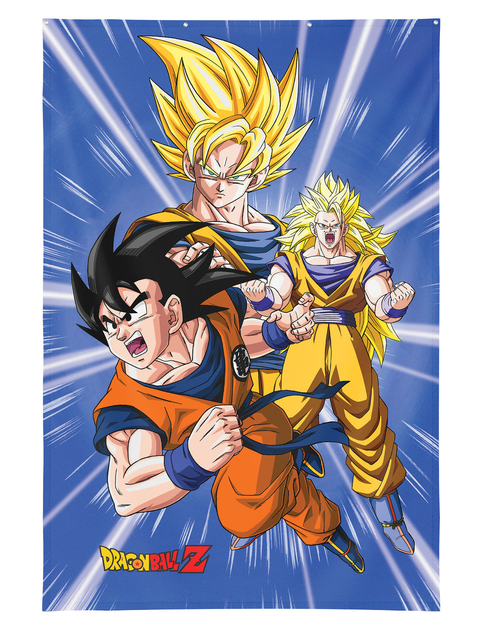 Décoration murale Son Goku Dragon Ball Z bleue avec œillets métalliques