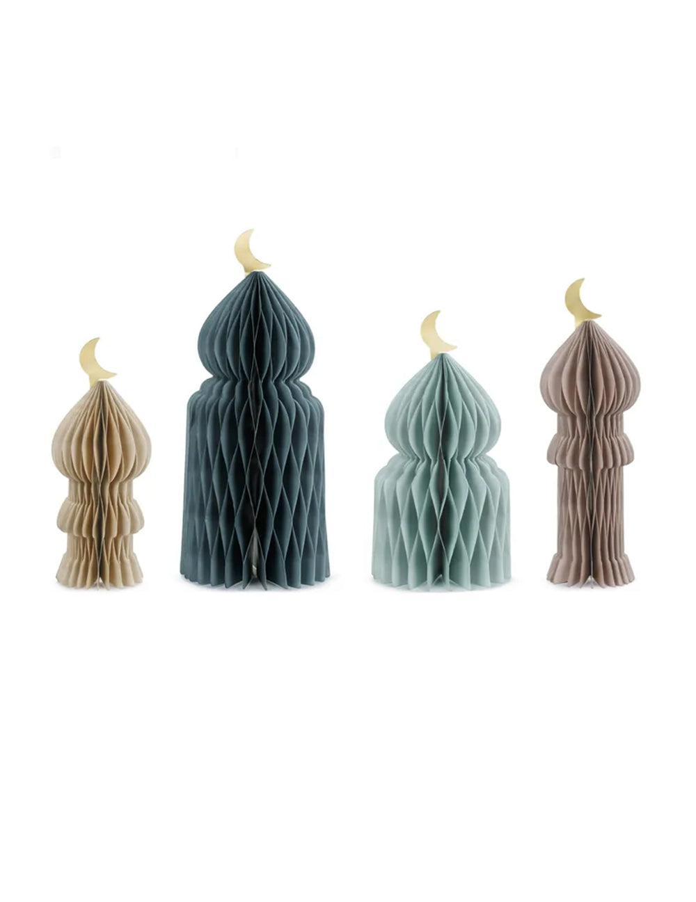 Décorations orientales alvéolées en papier Eid Mubarak pour fête multicolores avec lunes dorées