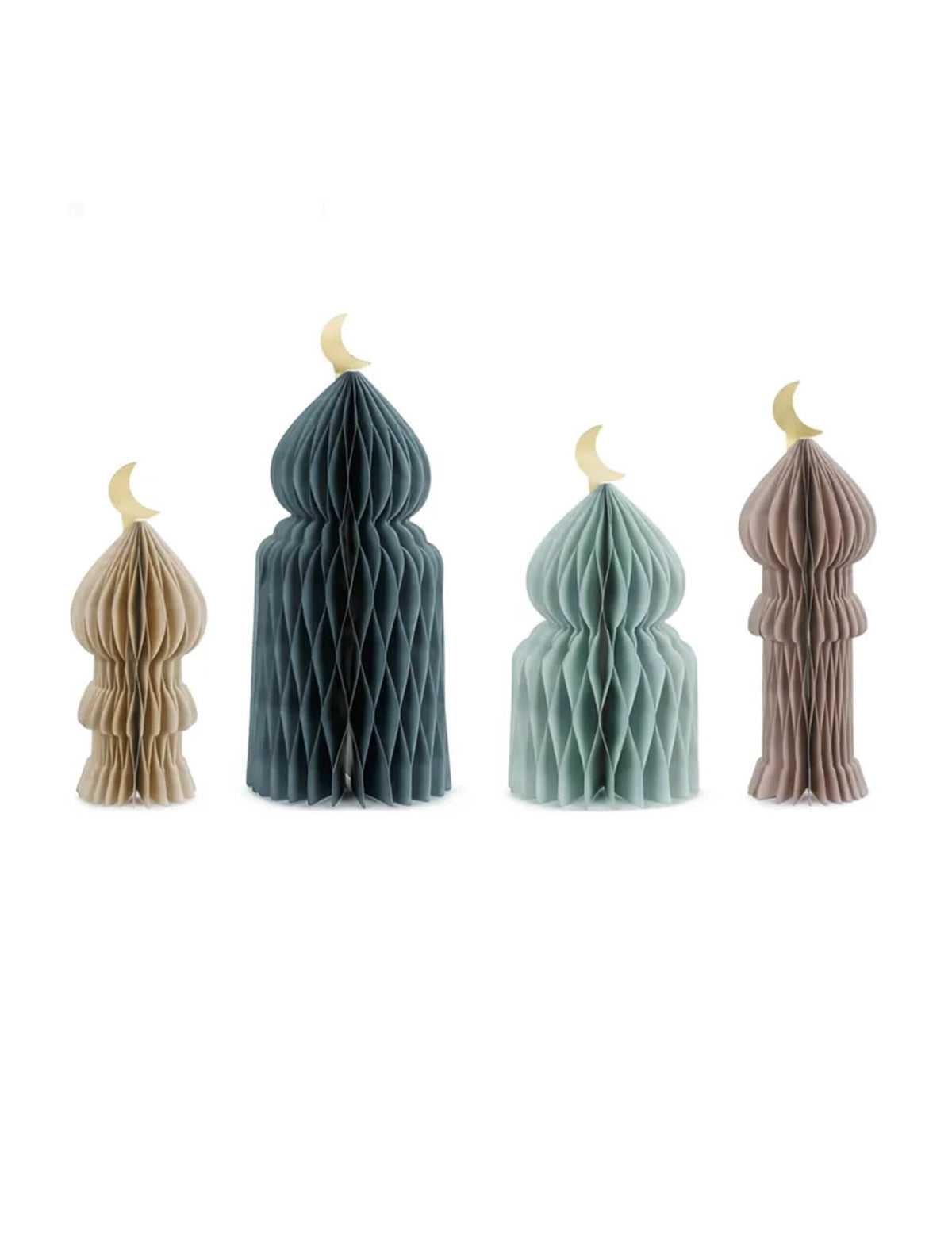 Décorations orientales alvéolées en papier Eid Mubarak pour fête multicolores avec lunes dorées