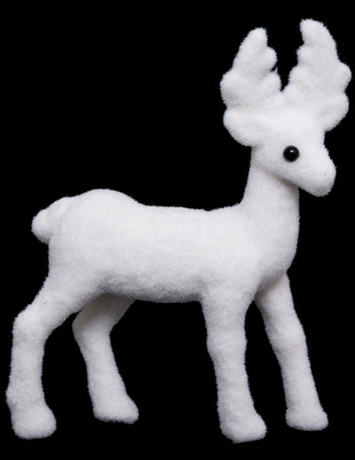 Décoration renne pour Noël blanc aspect pelucheux