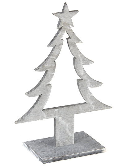 Décoration sapin de noël en bois gris