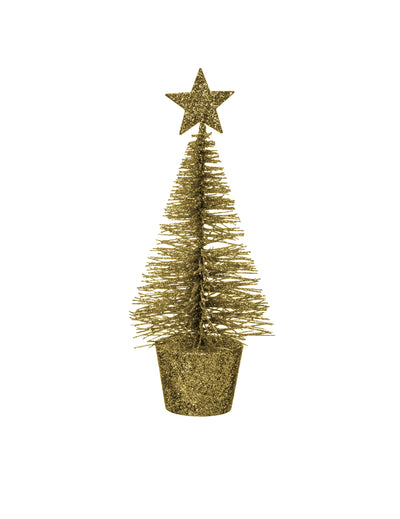 Décoration sapin à poser de Noël pour fête doré en métal pailleté