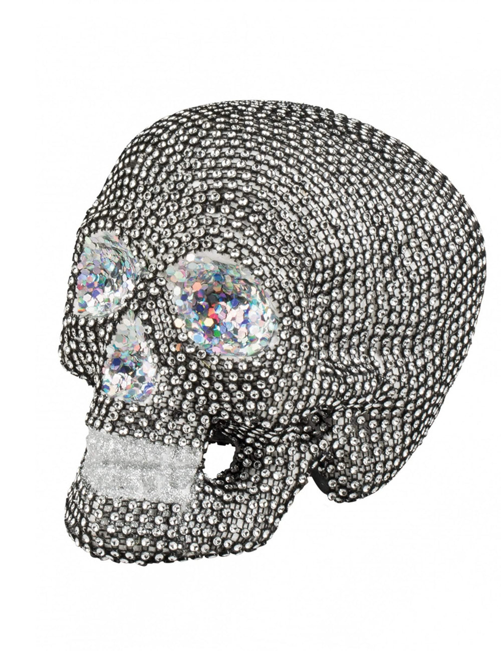 Décoration squelette Halloween à strass argentés et brillants