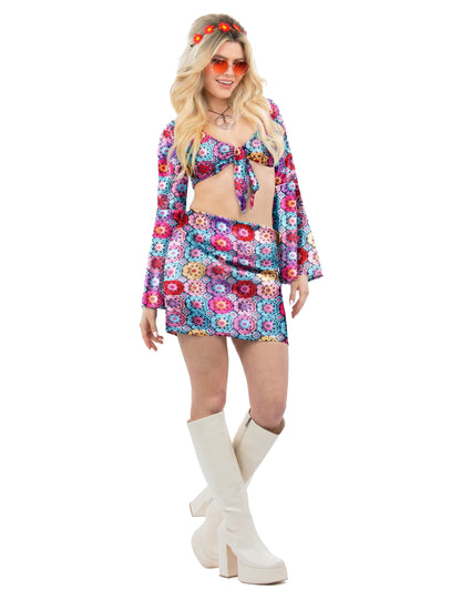 Jaren 60 kostuum crochet look dames