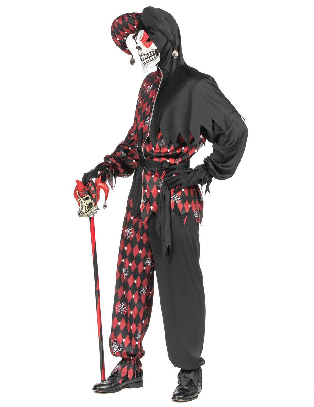 Vue de profil du déguisement Arlequin du mal luxe pour homme