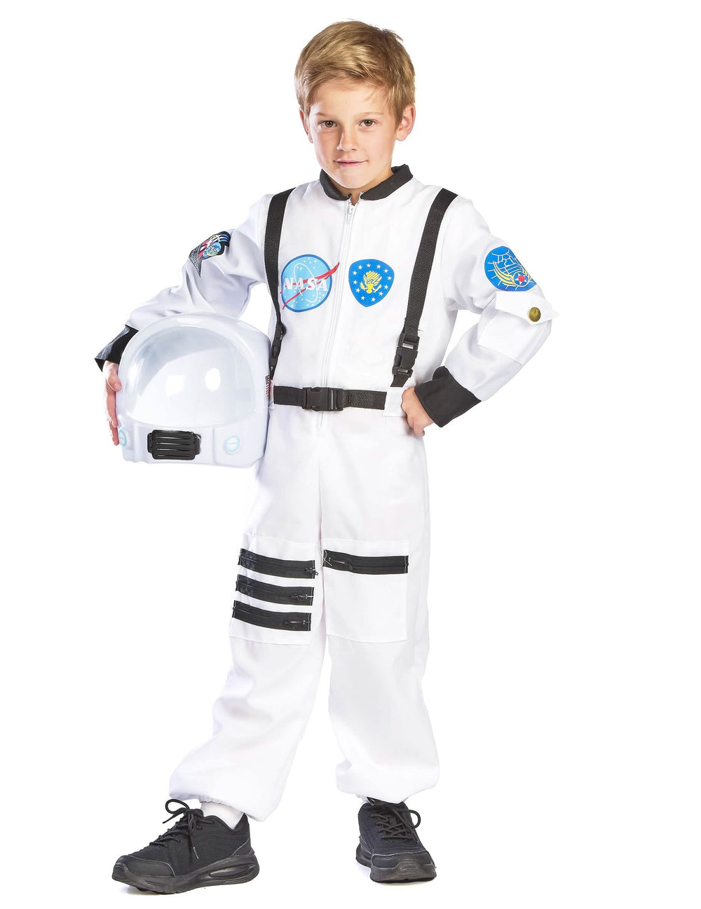 Déguisement d'astronaute pour enfant blanc avec écussons et casque