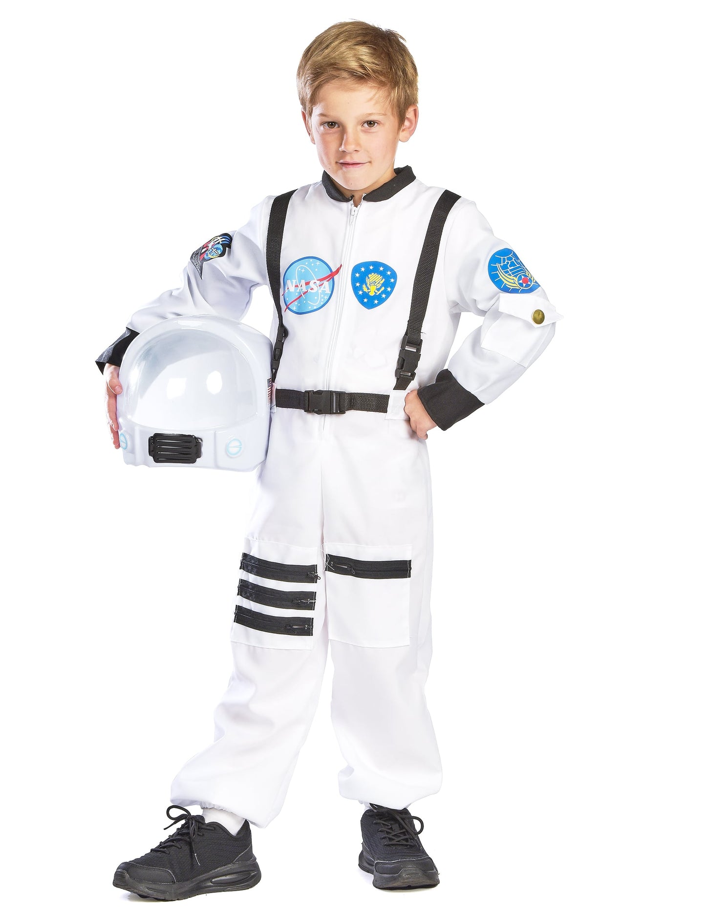 Déguisement d'astronaute pour enfant blanc avec écussons et casque